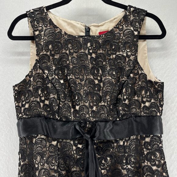 JS Collections Dress Size 6 Sheath Lace Overlay Knee Length Sleeveless Black - Picture 3 of 12